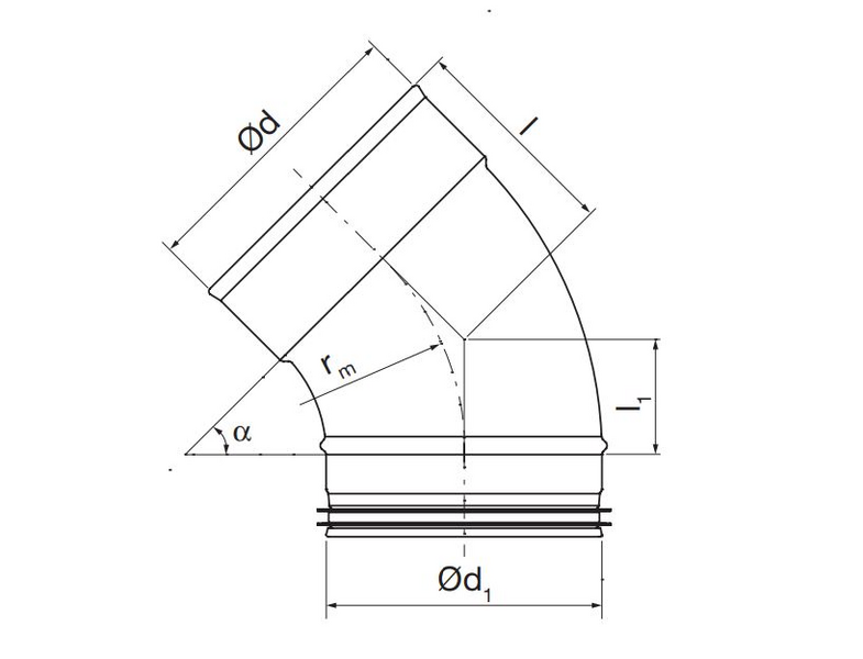 IV käyrä Lindab osa putki BMU 100mm 45 K Rauta