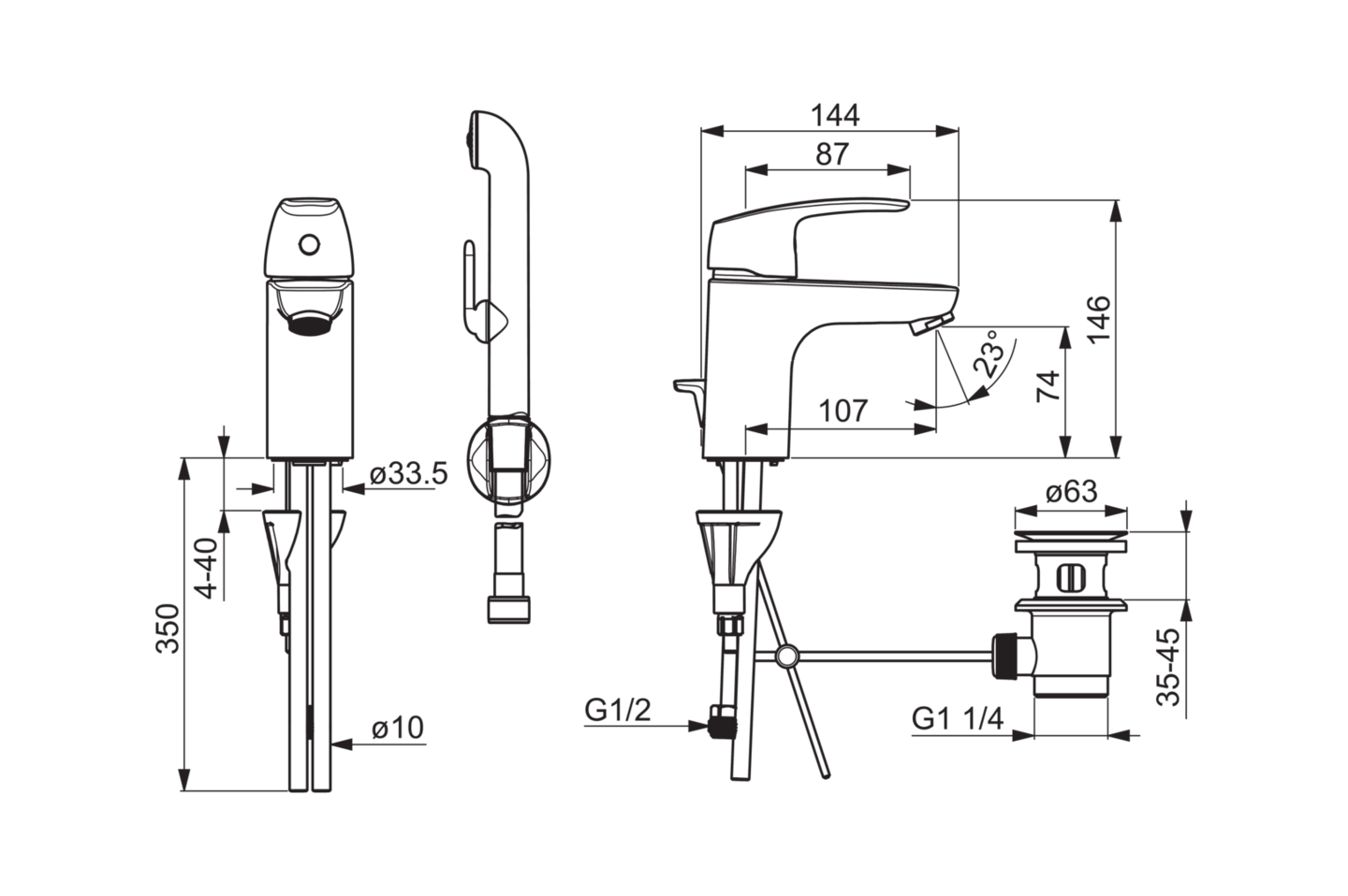 Pesuallashana Oras Safira 1008 Bidetta-käsisuihkulla