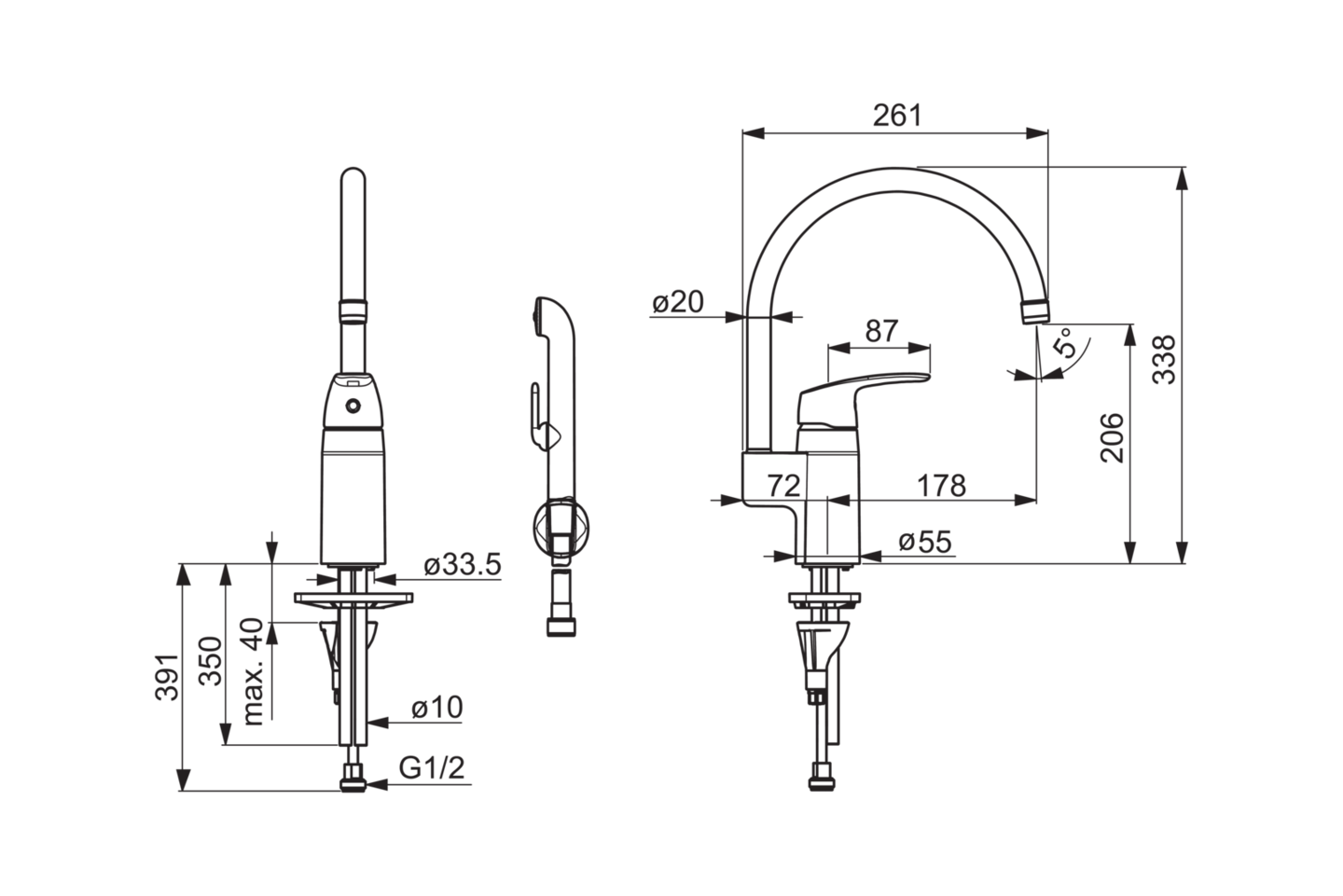 Pesuallashana Oras Safira 1033 Bidetta-käsisuihkulla