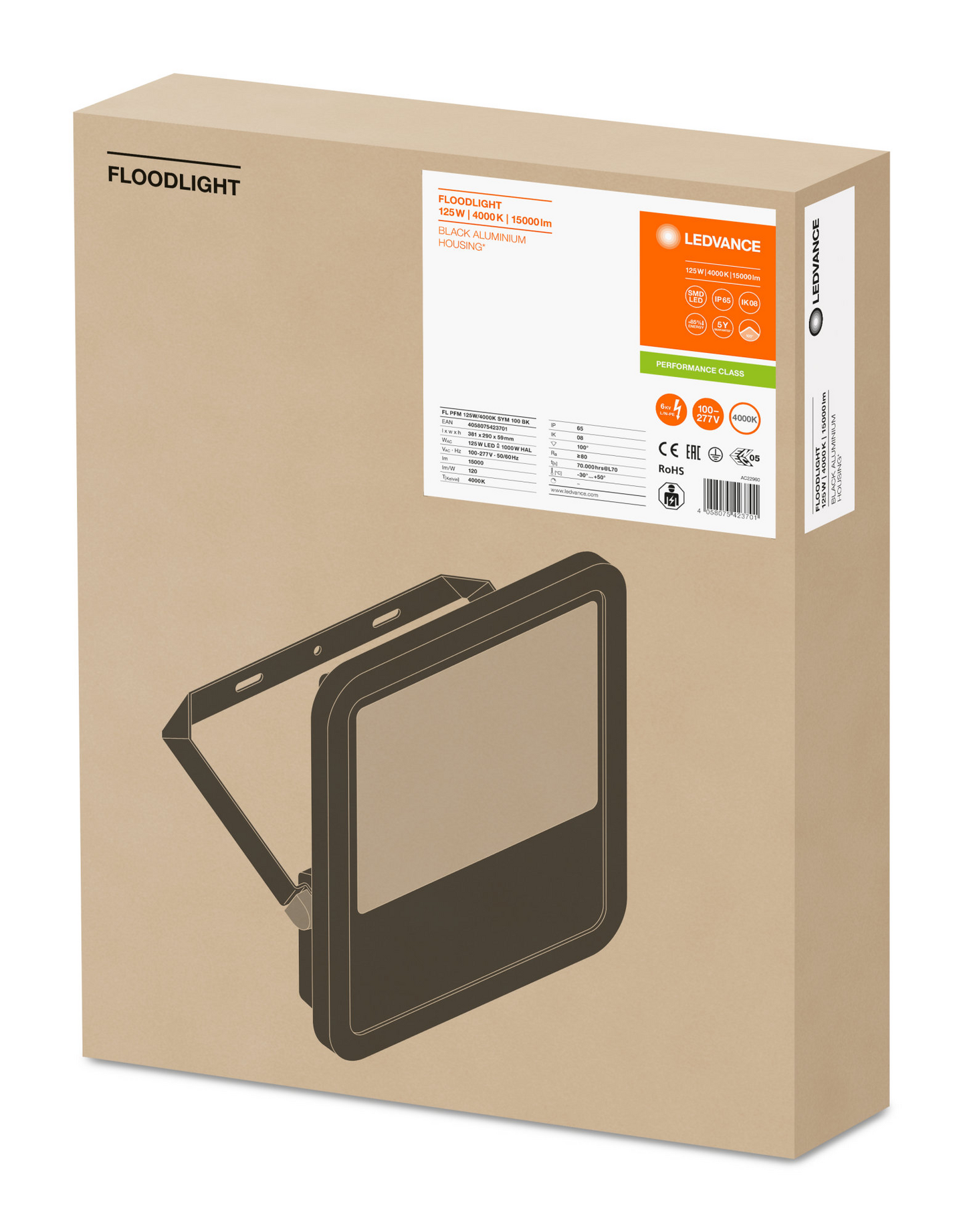 Valonheitin LEDVANCE Floodlight Fl Pfm 125w 4000k Sym 15000lm