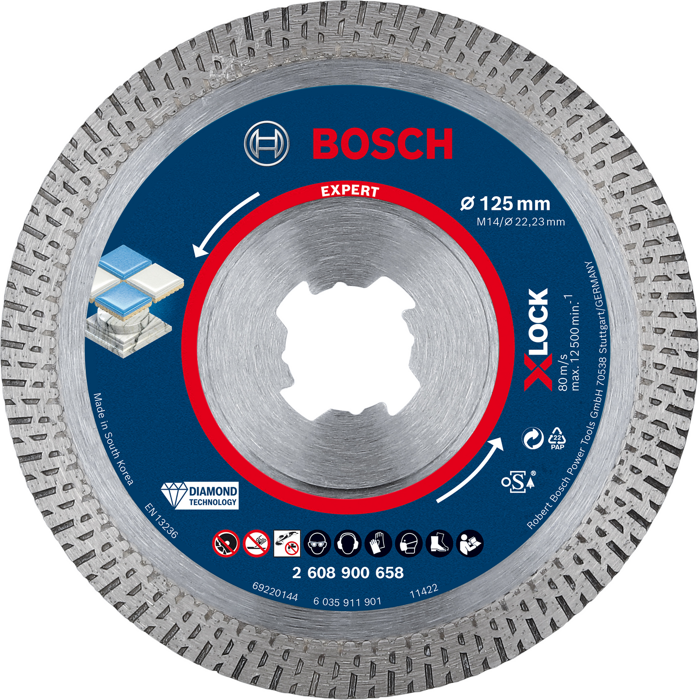 Timanttikatkaisulaikka Bosch EXPERT HardCeramic X-LOCK 125 x 22,23 x 1,4 x 10 mm