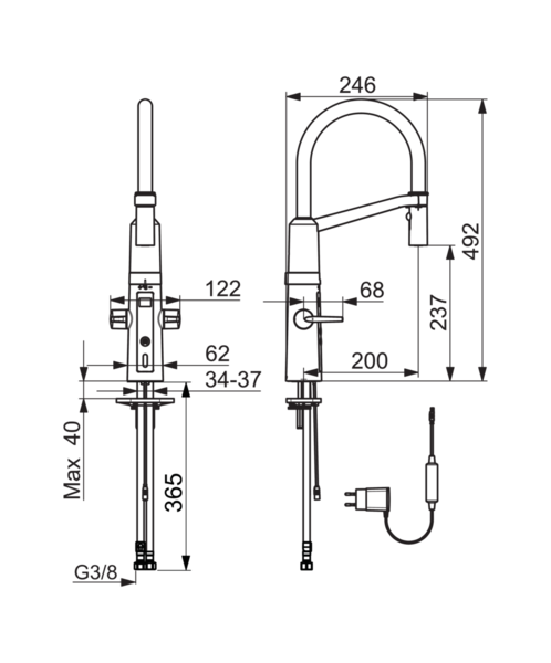 Keittiöhana Oras Optima 2728F kääntyvällä juoksuputkella