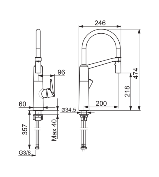 Keittiöhana Oras Optima 2738F