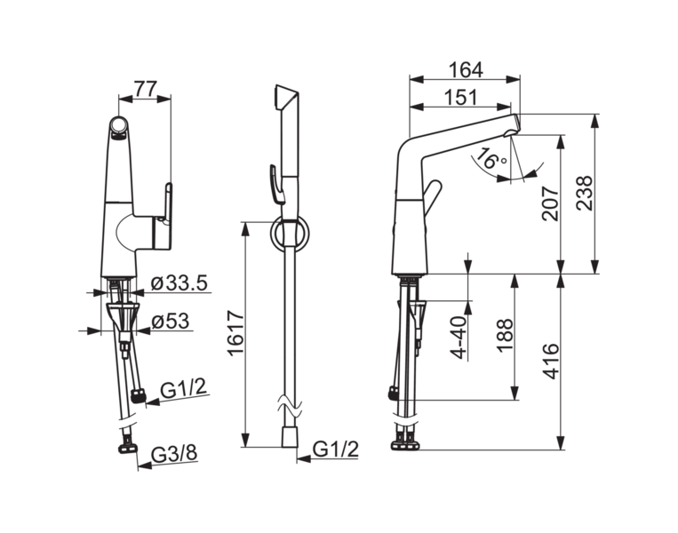 Pesuallashana Oras Inspera 3008F Bidetta-käsisuihkulla
