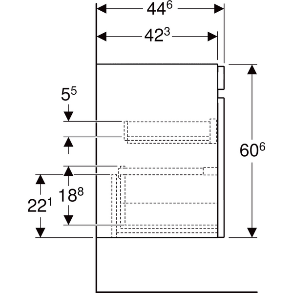 Allaskaappi Geberit Renova Plan L58,5 K60,6 S44,6cm vaalea hikkoripuu