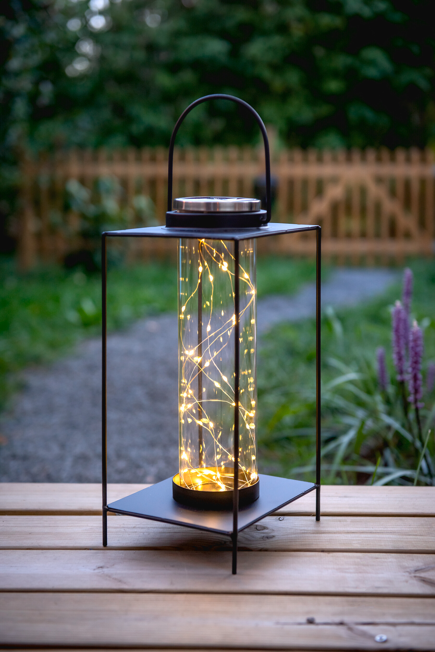 Lyhty Airam Modena solar metallia 28cm