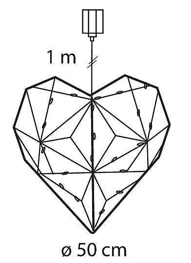 Seinäkoriste Airam sydän Viola 50cm 30 lediä
