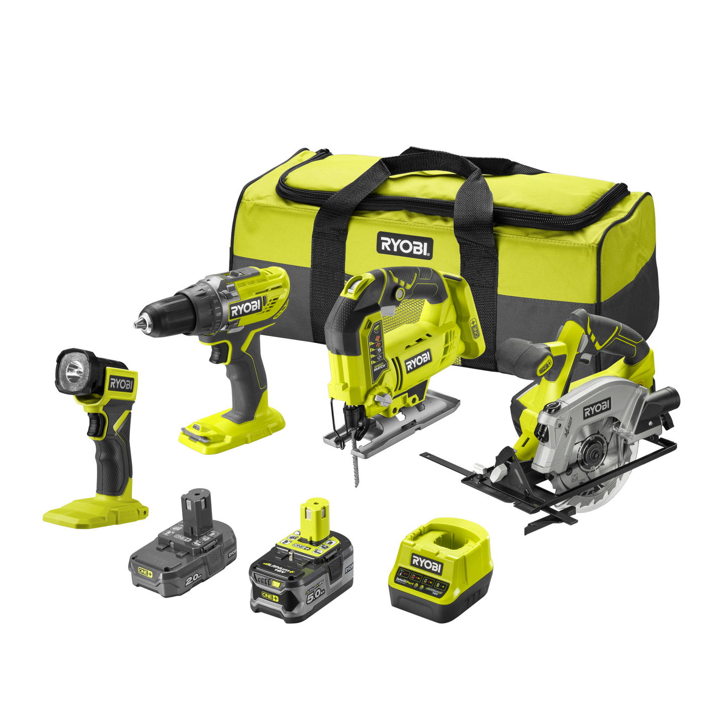 Akkukonesarja Ryobi RCK184A-252S 18V ONE+ 1x2,0Ah 1x5,0Ah