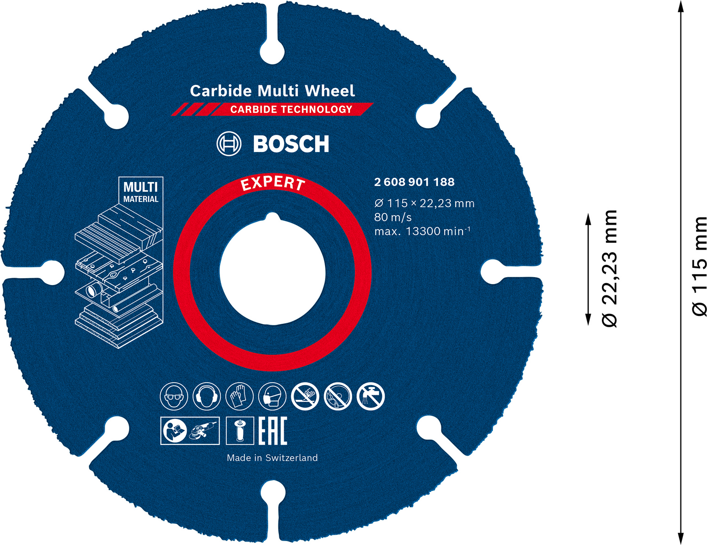 Katkaisulaikka Bosch EXPERT Carbide Multi Wheel, 115 mm, 22,23 mm