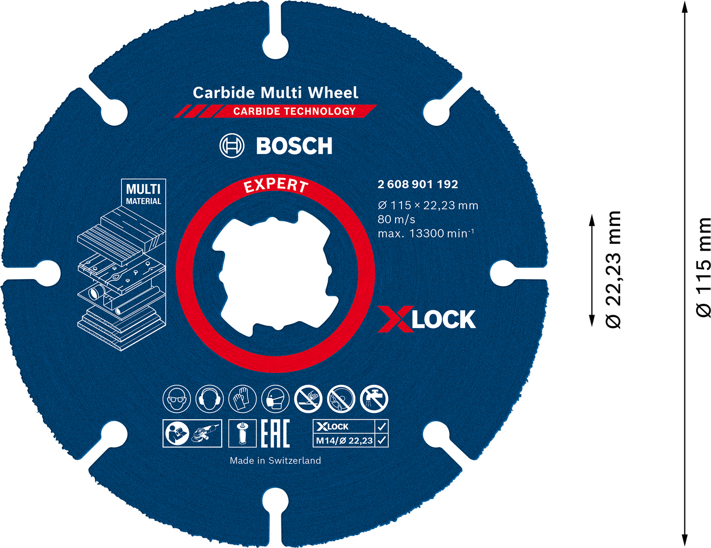 Katkaisulaikka Bosch EXPERT Carbide Multi Wheel X-LOCK, 115 mm, 22,23 mm