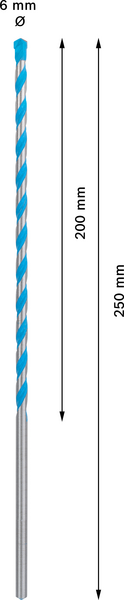 Poranterä Bosch EXPERT CYL-9 MultiConstruction, 6 x 200 x 250 mm, halk. 6 mm