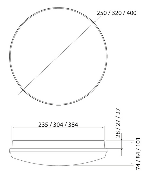 Pinta-asennusvalaisin Airam Lumi Duo 400 IP44 28W 830/840 PCO valkoinen