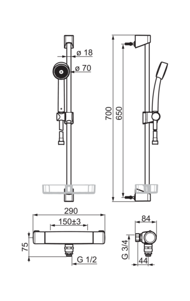 Suihkuhana Oras 7495 Nova termostaatti