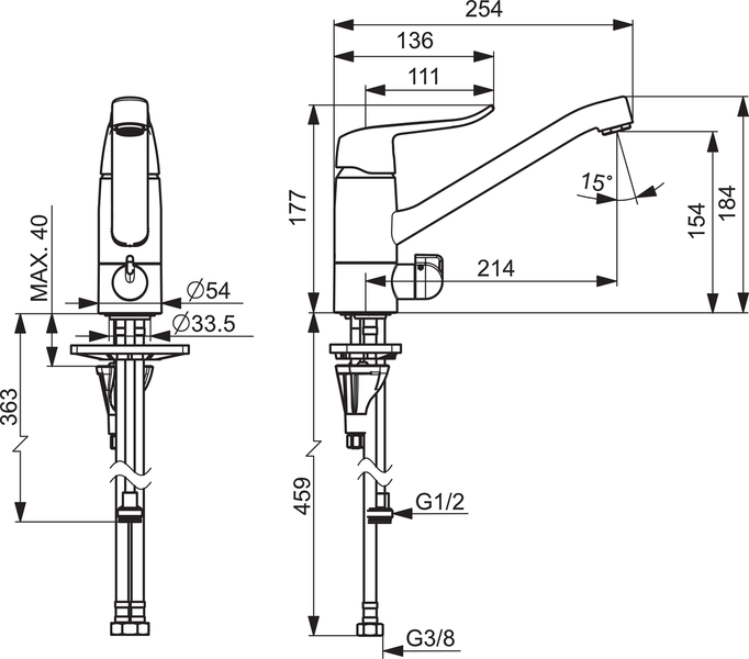Keittiöhana Oras Care 5735F pesukoneventtiili