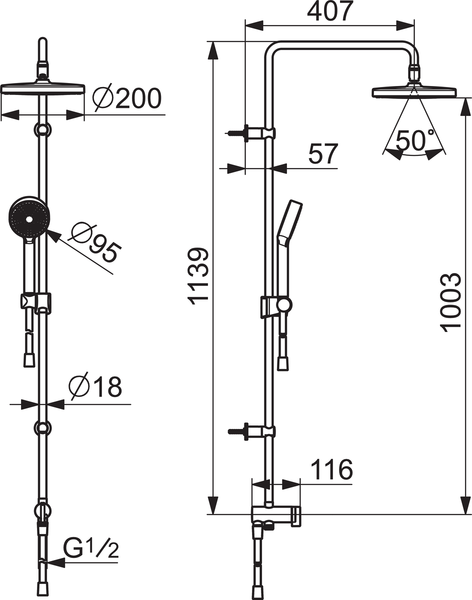 Sadesuihkusetti Oras Apollo 549 letkuliitäntä