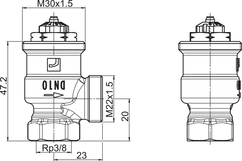 Patteriventtiili kulma Oras 443110 Stabila Pro 3/8