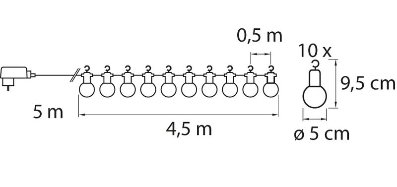 Lamppusarja Airam Smart RGB 10 lediä IP44