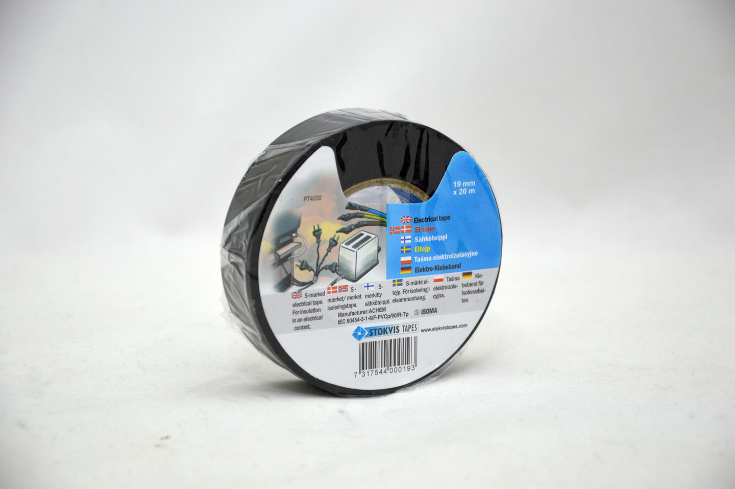 Sähköteippi Stokvis s-merkitty musta 19mmx20m PT40001920BA