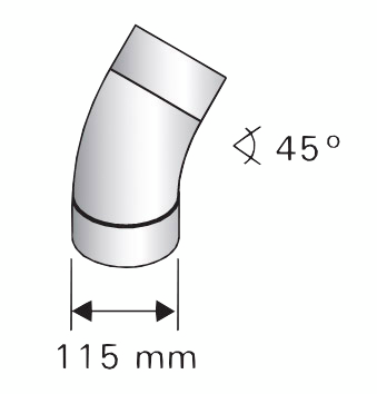 Kulmaputki Harvia WZ45ST 45 astetta rst