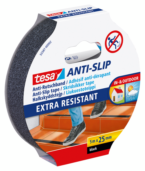 Liukuesteteippi Tesa Anti-slip 25mmx5m musta
