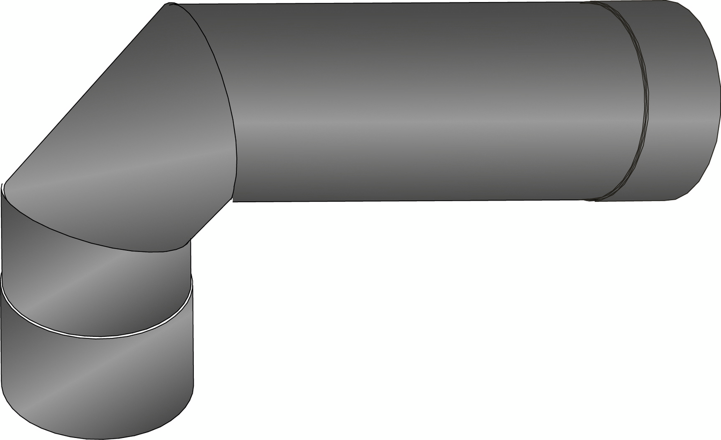 Harvia - Stålskorsten - Vinkelrör Harvia 90° 115mm Wz90m Svart
