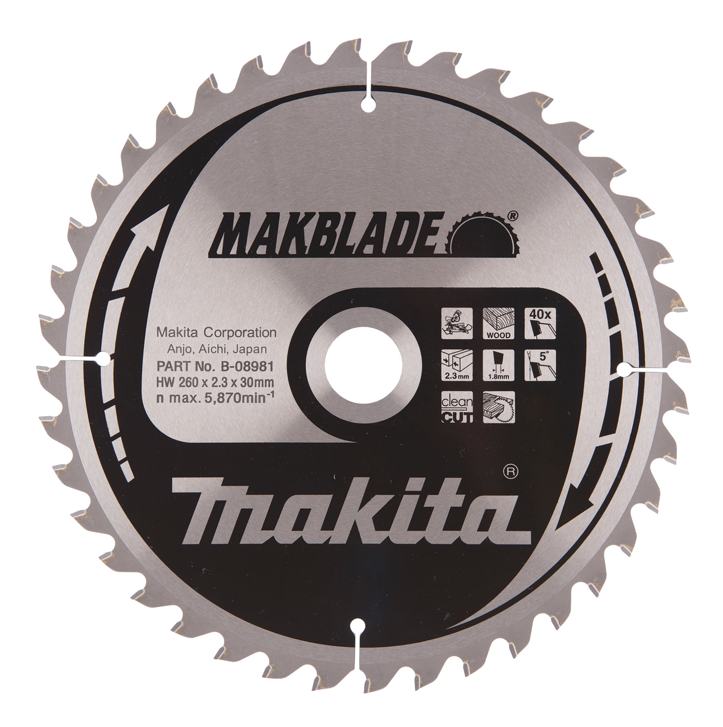 Pyörösahanterä Makita 260x30x2,3mm Z-40 B-08981