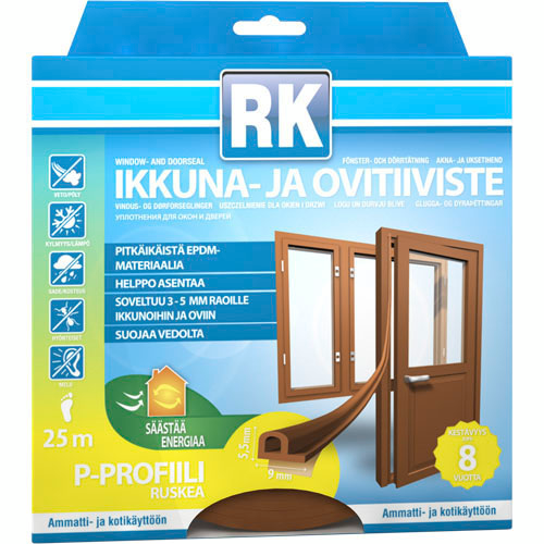 Ikkuna- ja ovitiiviste RK P-profiili ruskea 25m