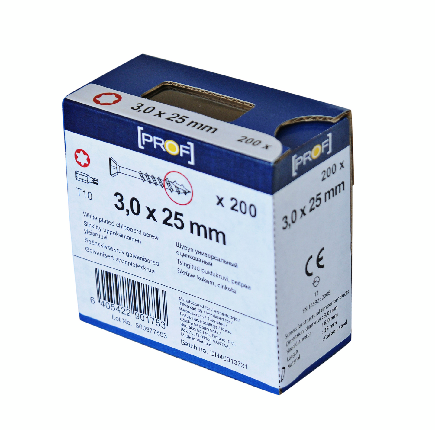 TRÄSKRUV T10 3X25 FZB 200ST PROF