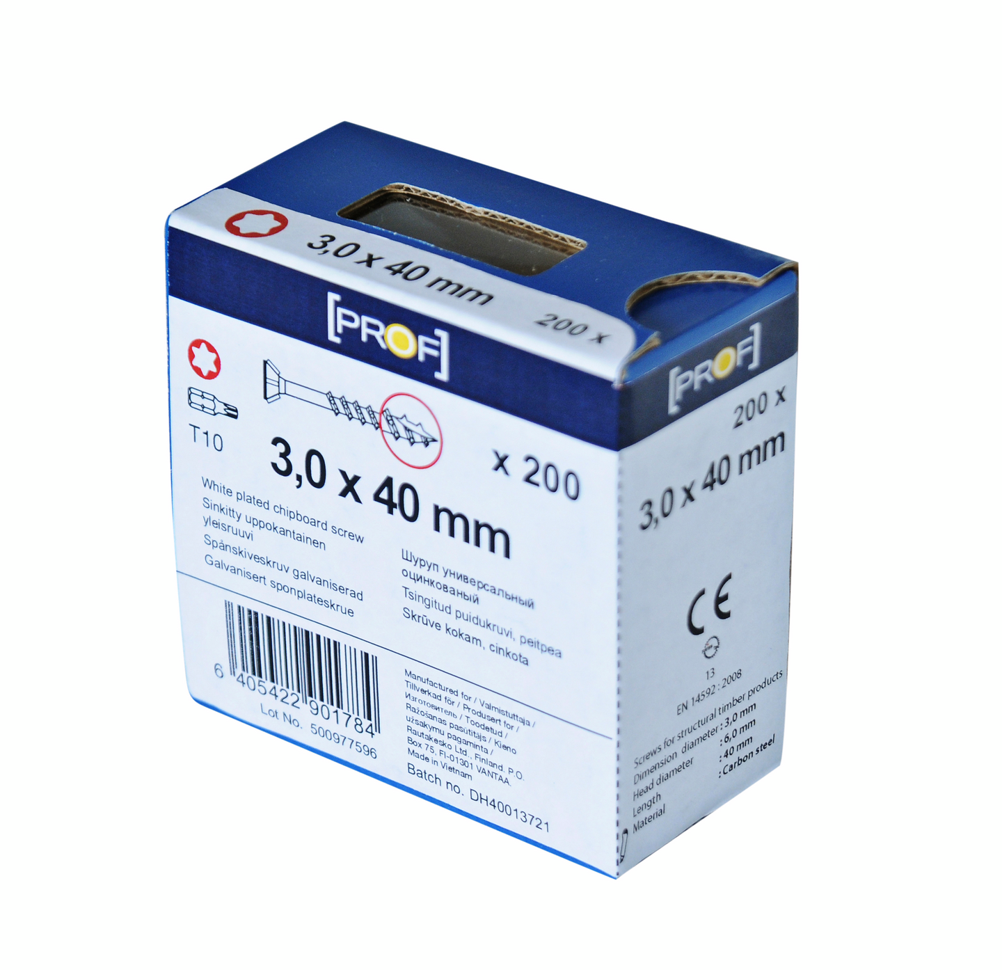 TRÄSKRUV T10 3X40 FZB 200ST PROF