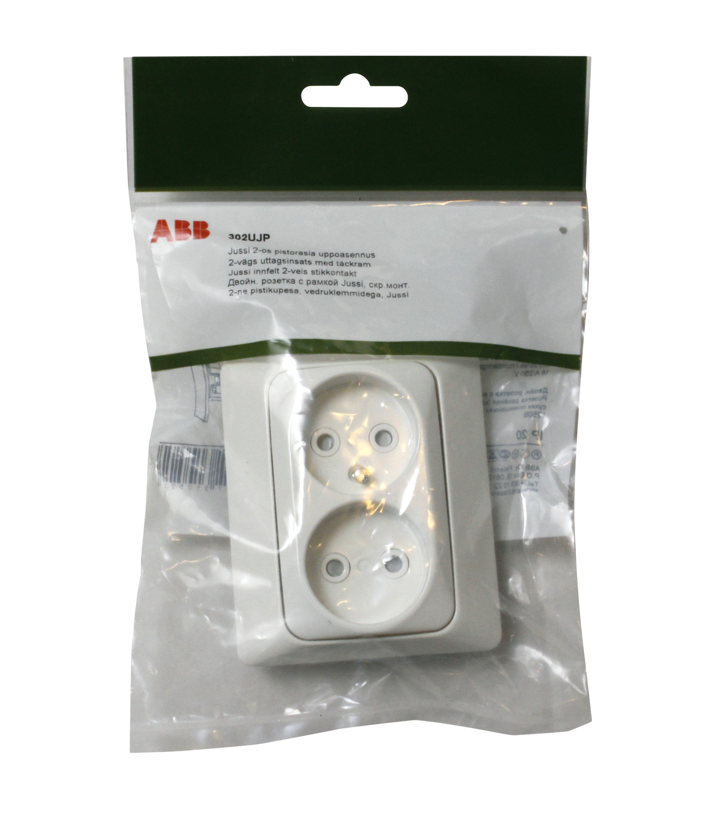 Uppopistorasia ABB Jussi 302UJP 2-osainen 0-luokka peitelevyllä