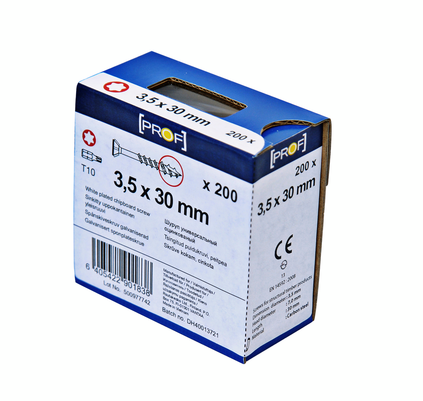 TRÄSKRUV T10 3,5X30 FZB 200ST PROF