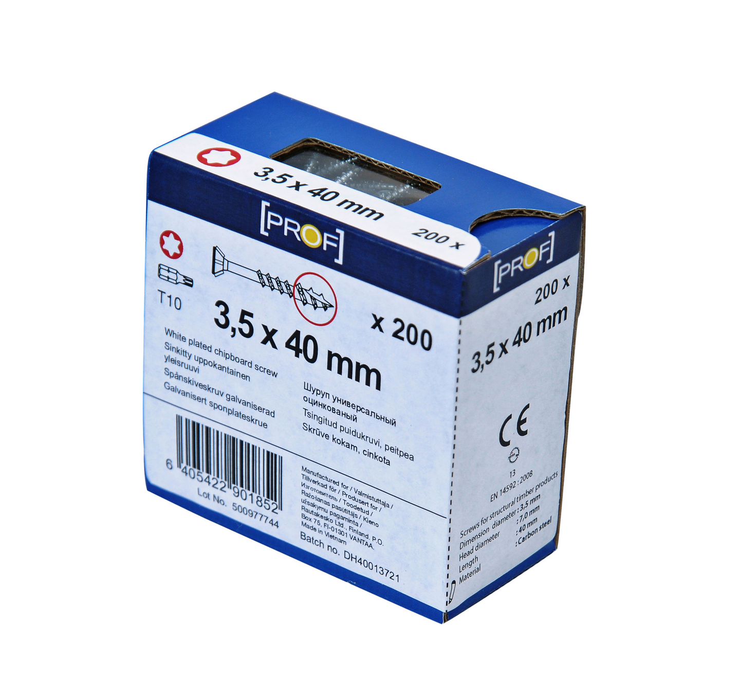 TRÄSKRUV T10 3,5X40 FZB 200ST PROF