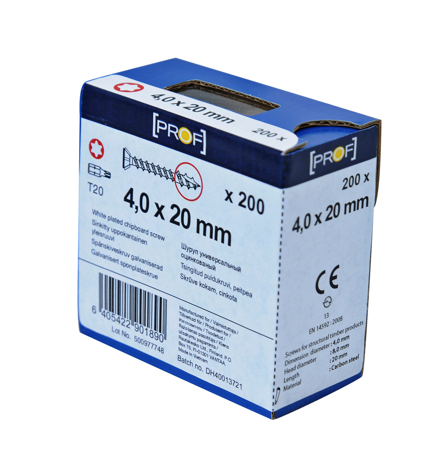 TRÄSKRUV T20 4X20 FZB 200ST PROF