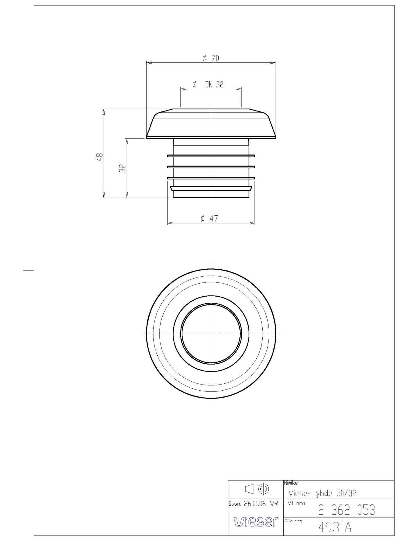 Vesilukon liitosyhde Vieser 50/32
