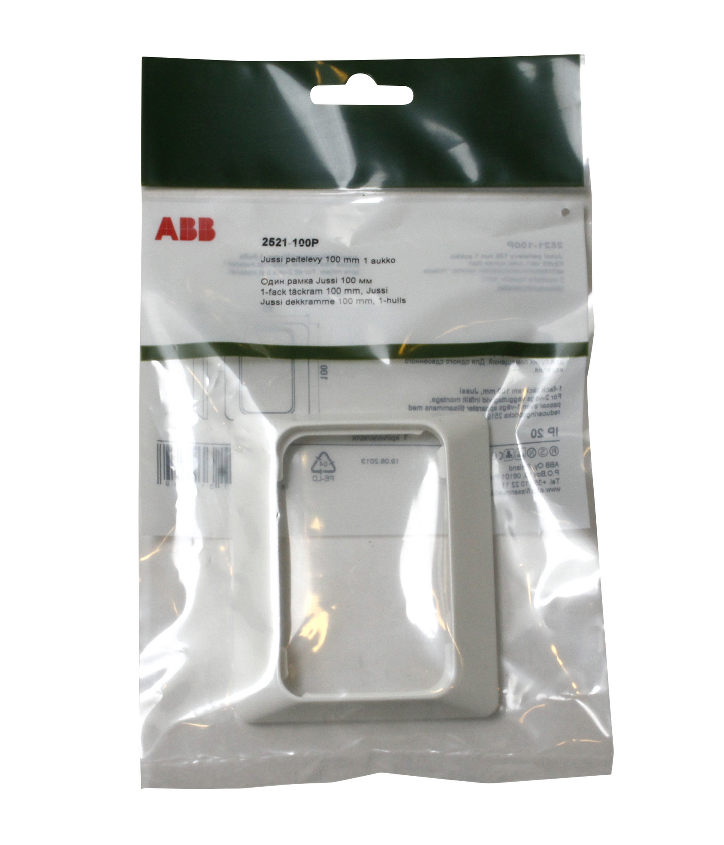 Peitelevy ABB Jussi 2521-100P 1-osainen 100mm