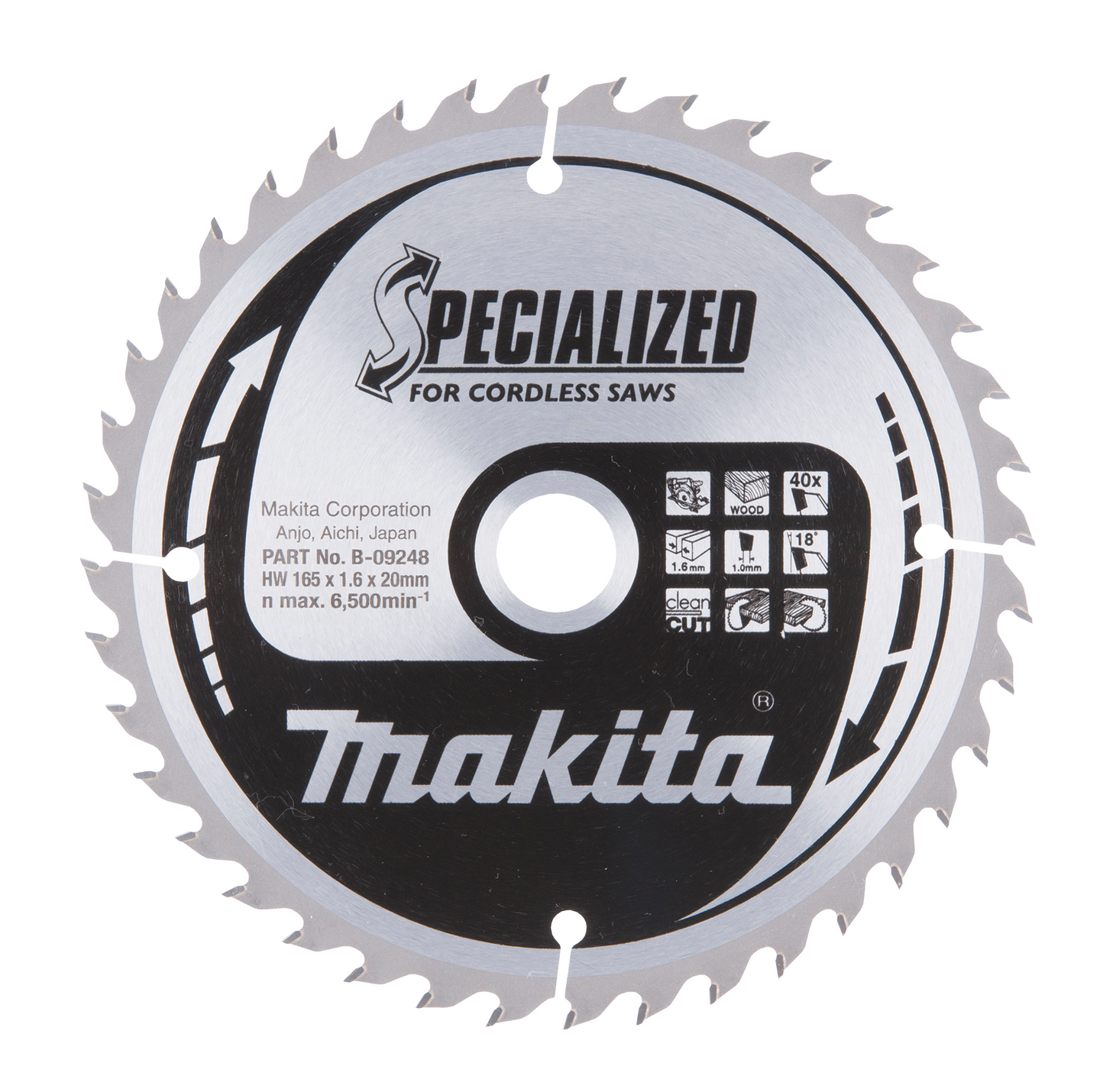 Pyörösahanterä Makita 165x20x1,6mm Z-40 B-09248