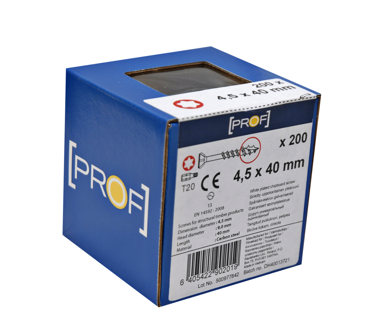 TRÄSKRUV T20 4,5X40 FZB 200ST PROF