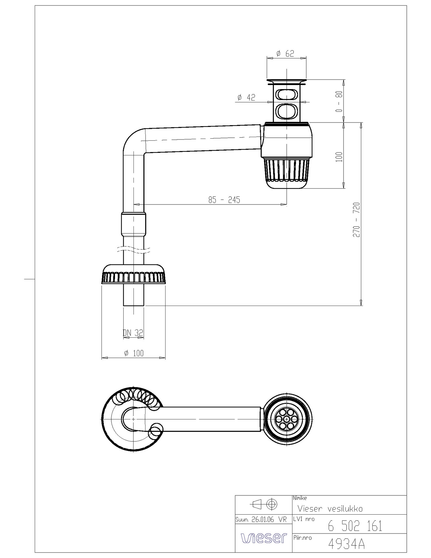 Pullovesilukko Vieser valkoinen
