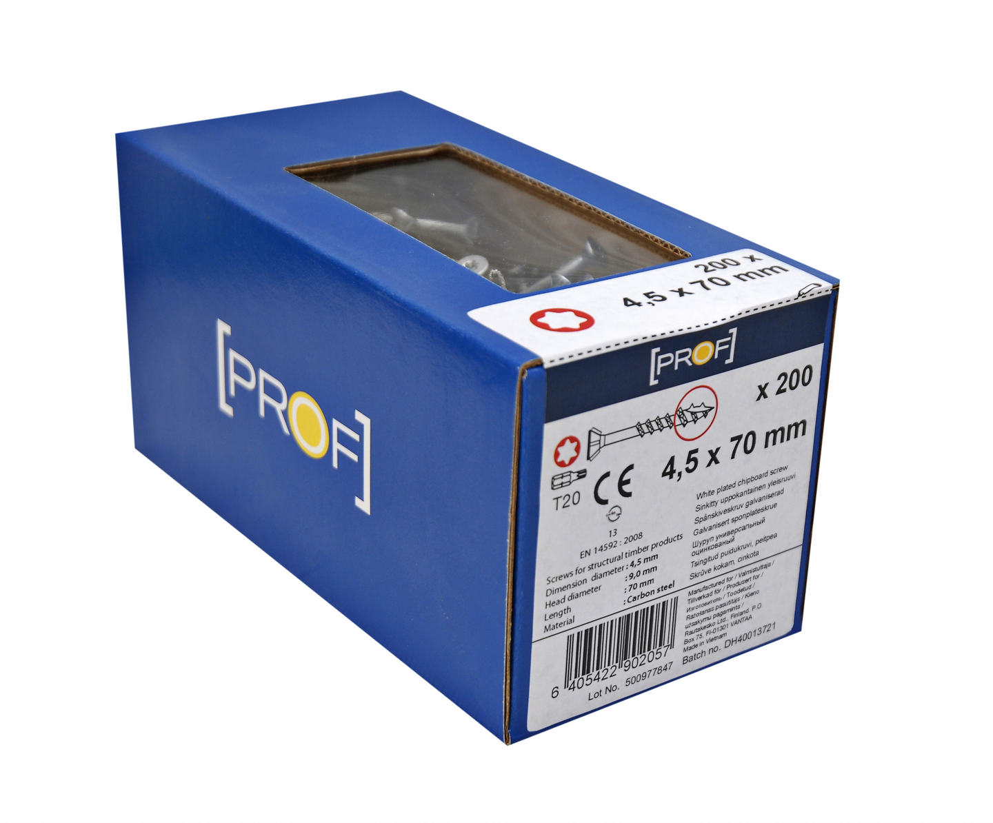 TRÄSKRUV T20 4,5X70 FZB 200ST PROF