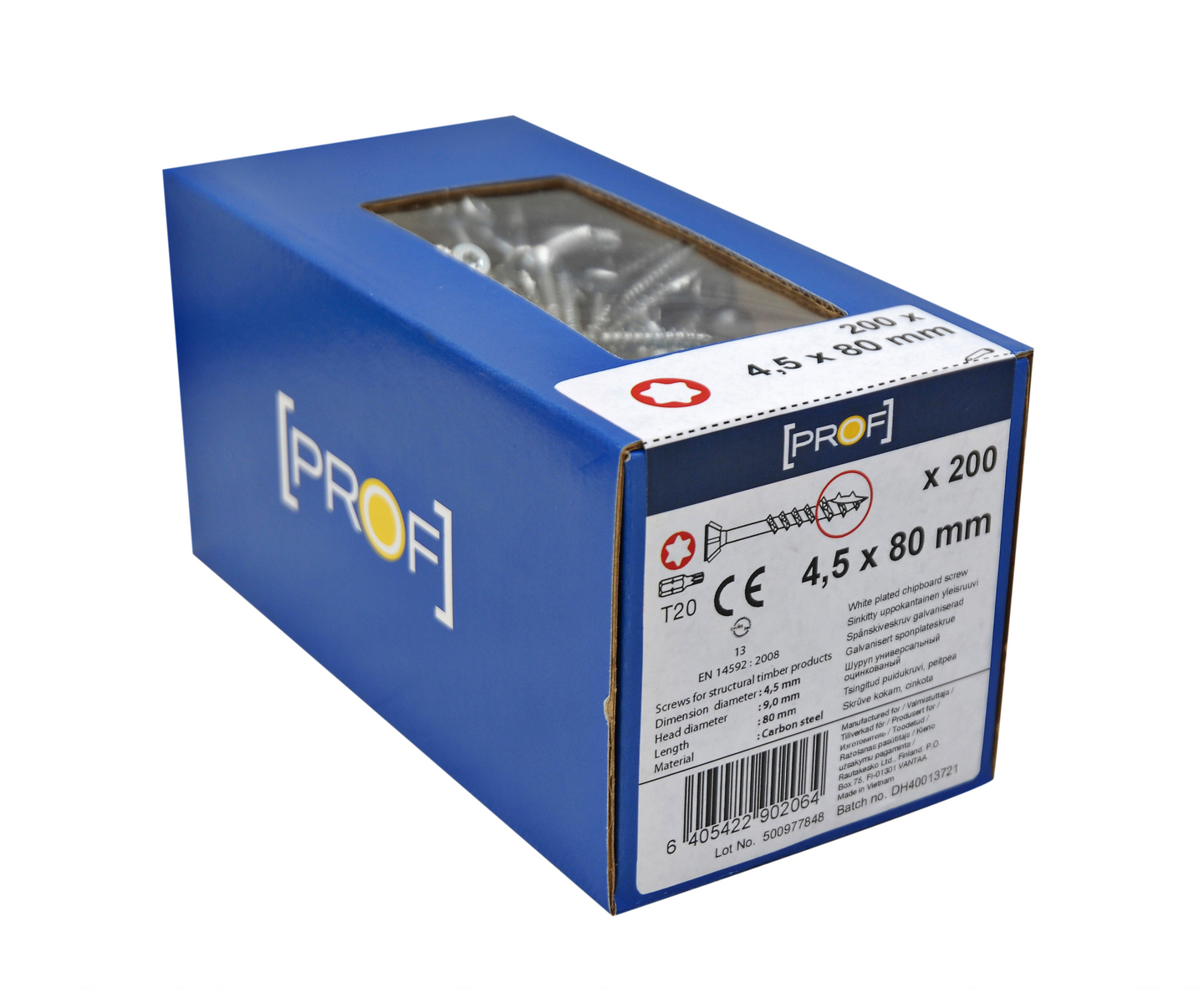 TRÄSKRUV T20 4,5X80 FZB 200ST PROF