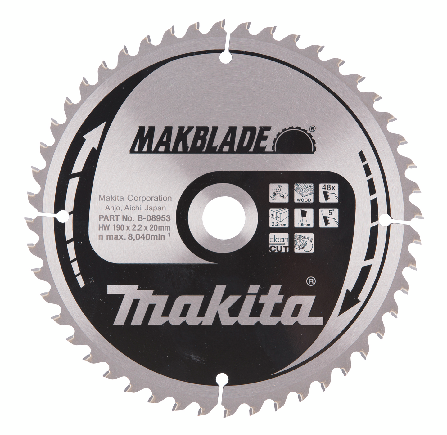 Pyörösahanterä Makita 190x20x2,2mm Z-48 B-08953