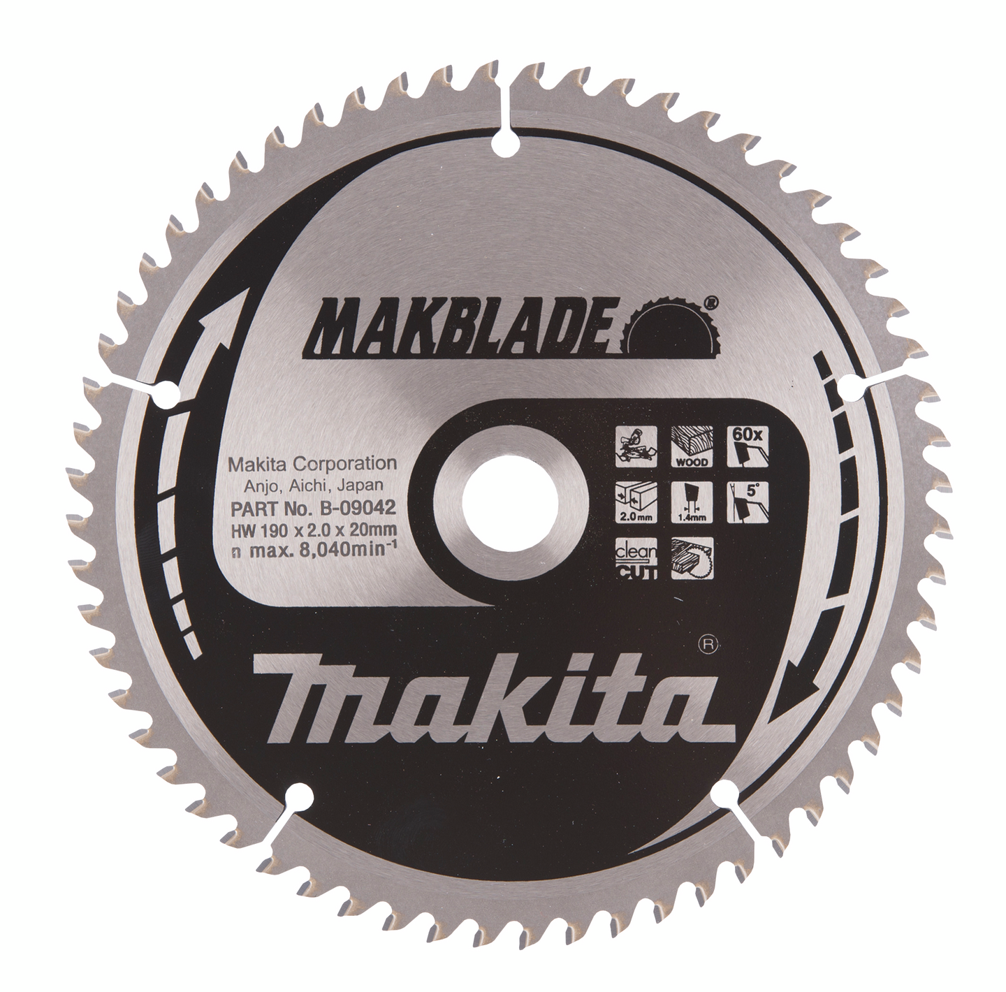Pyörösahanterä Makita 190x20x2,0mm Z-60 B-09042