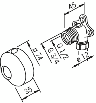 Kulmaliitin Oras 12mm suluilla 204021Z