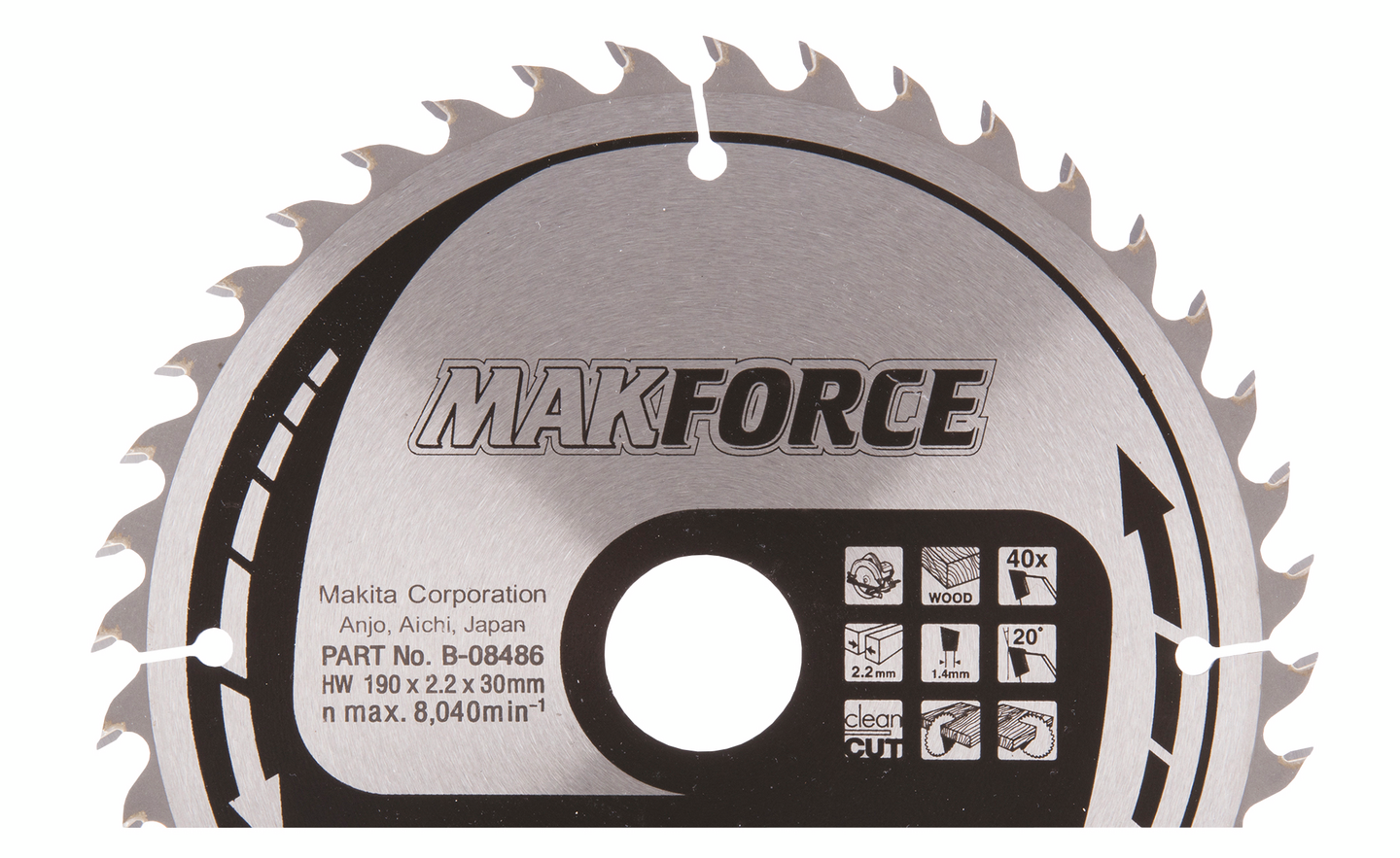 Pyörösahanterä Makita 190x30x2,2mm Z-40 B-08486