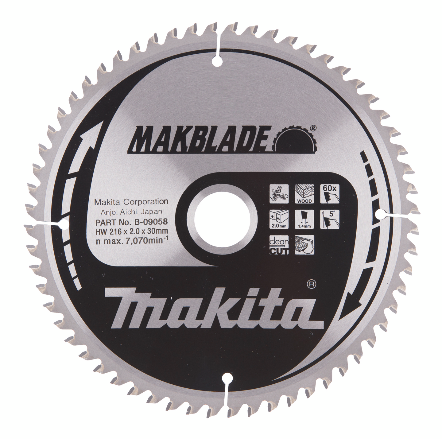 Pyörösahanterä Makita 216x30x2,0mm Z-60 B-09058