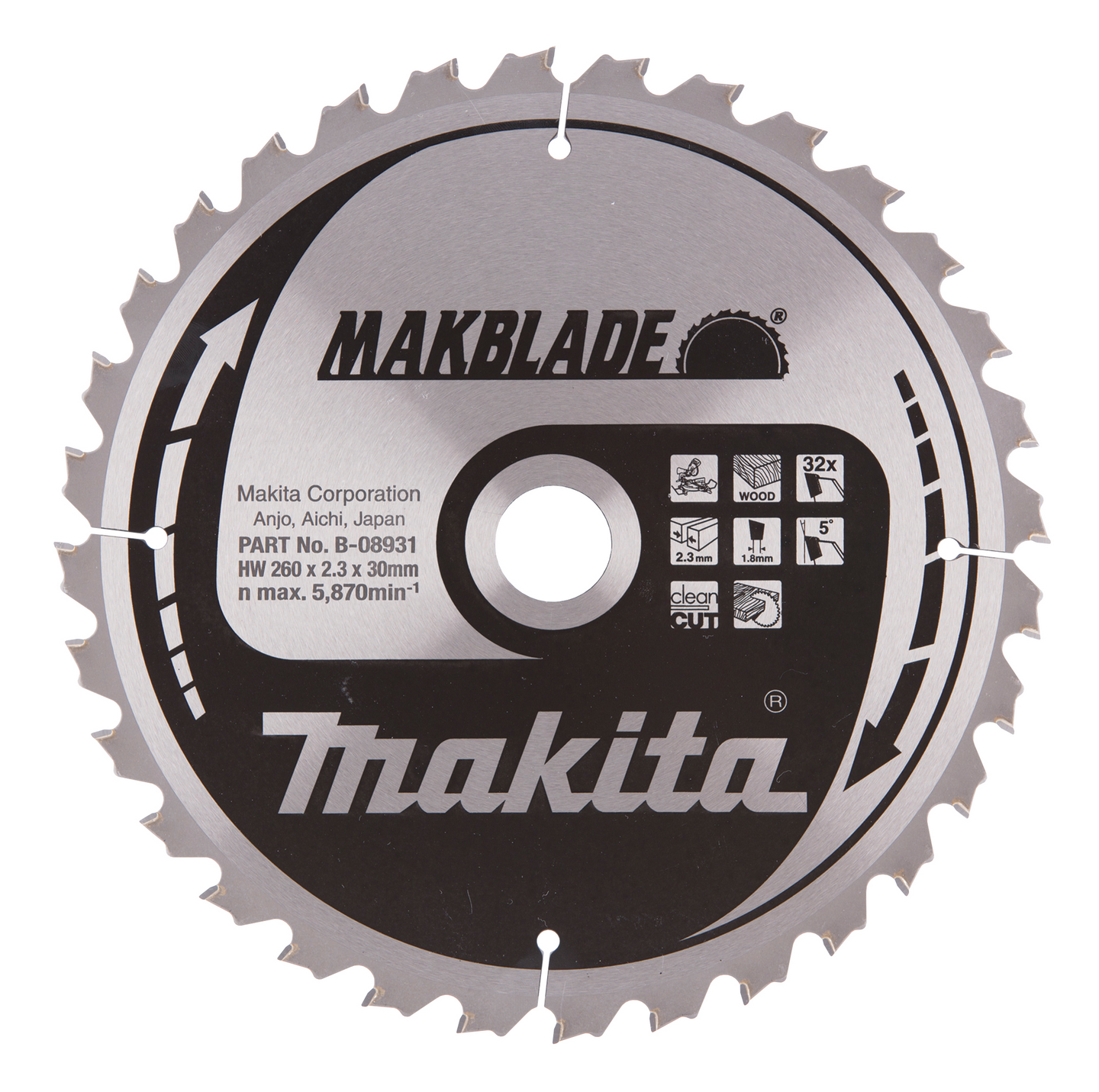 Pyörösahanterä Makita 260x30x2,3mm Z-32 B-08931