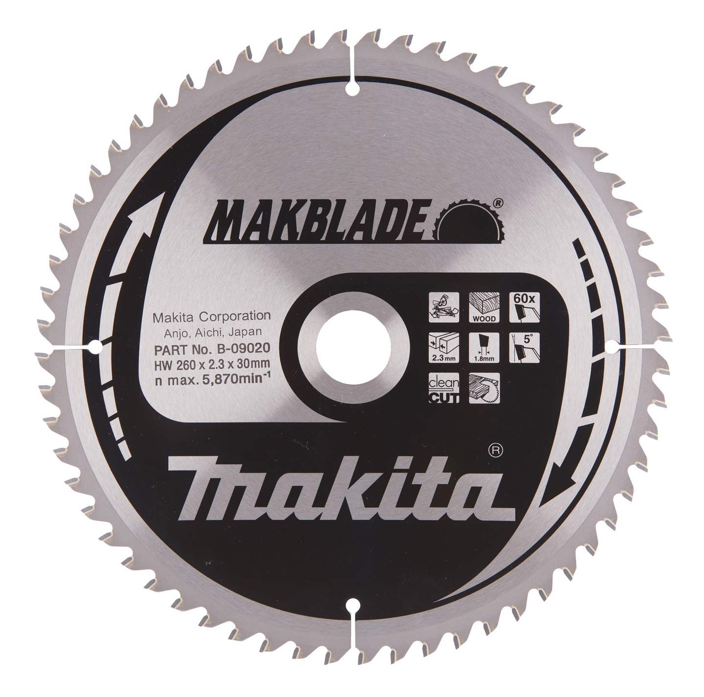 Pyörösahanterä Makita 260x30x2,3mm Z-60 B-09020