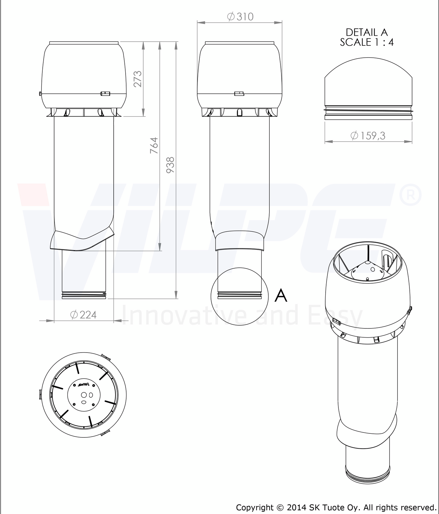 Tuuletusputki VILPE 110/500 musta 74110