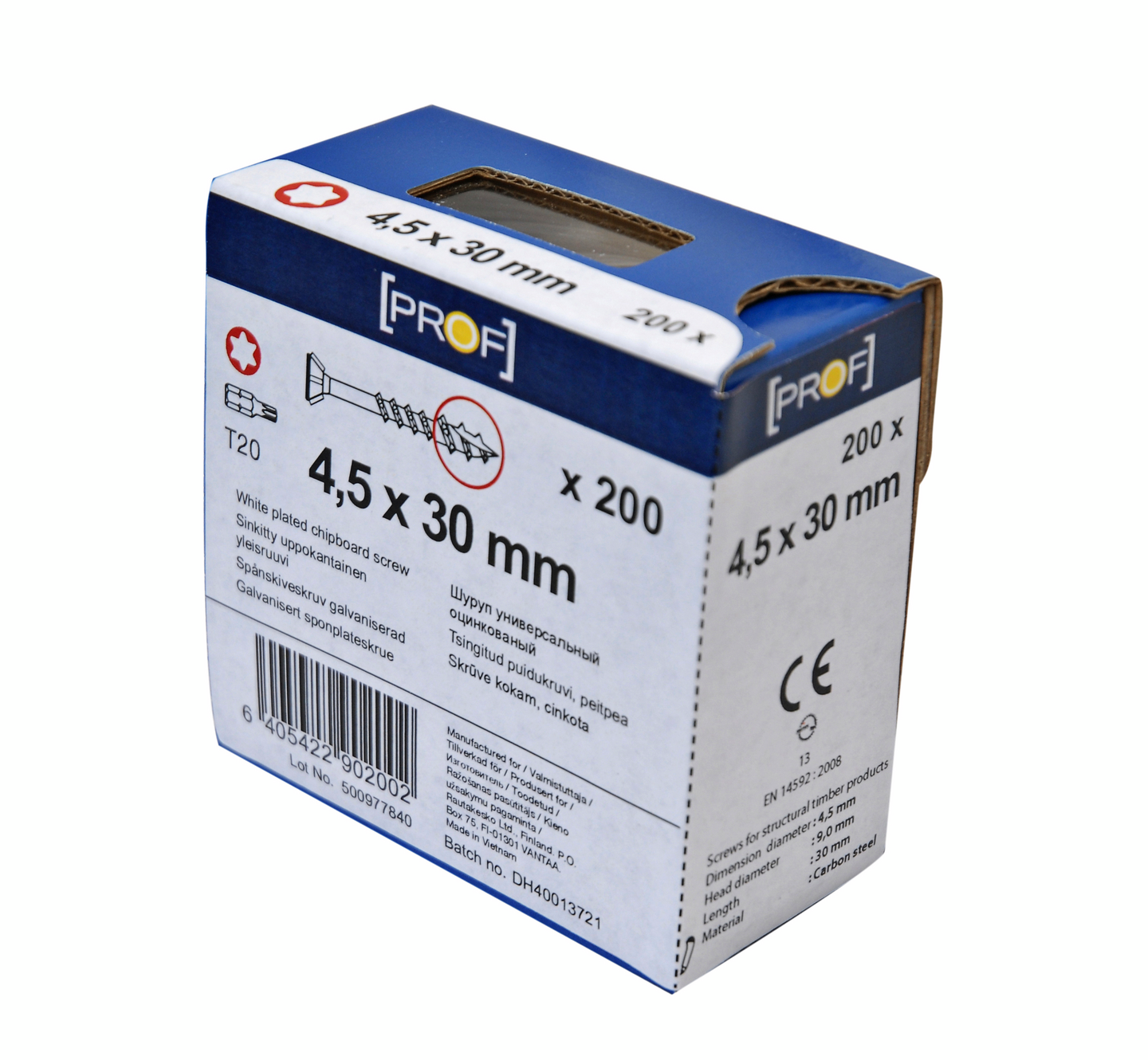 TRÄSKRUV T20 4,5X30 FZB 200ST PROF