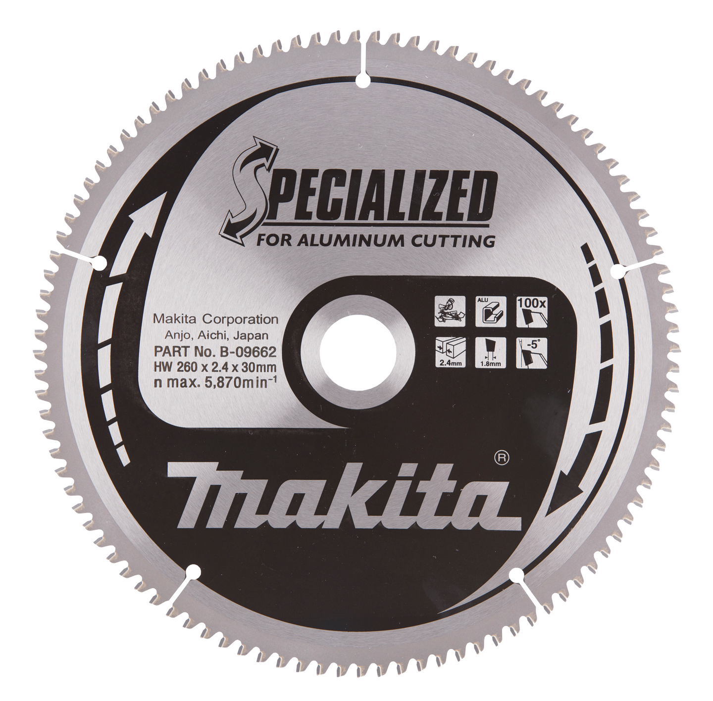 Pyörösahanterä Makita 260x30x2,3mm Z-100 B-09662